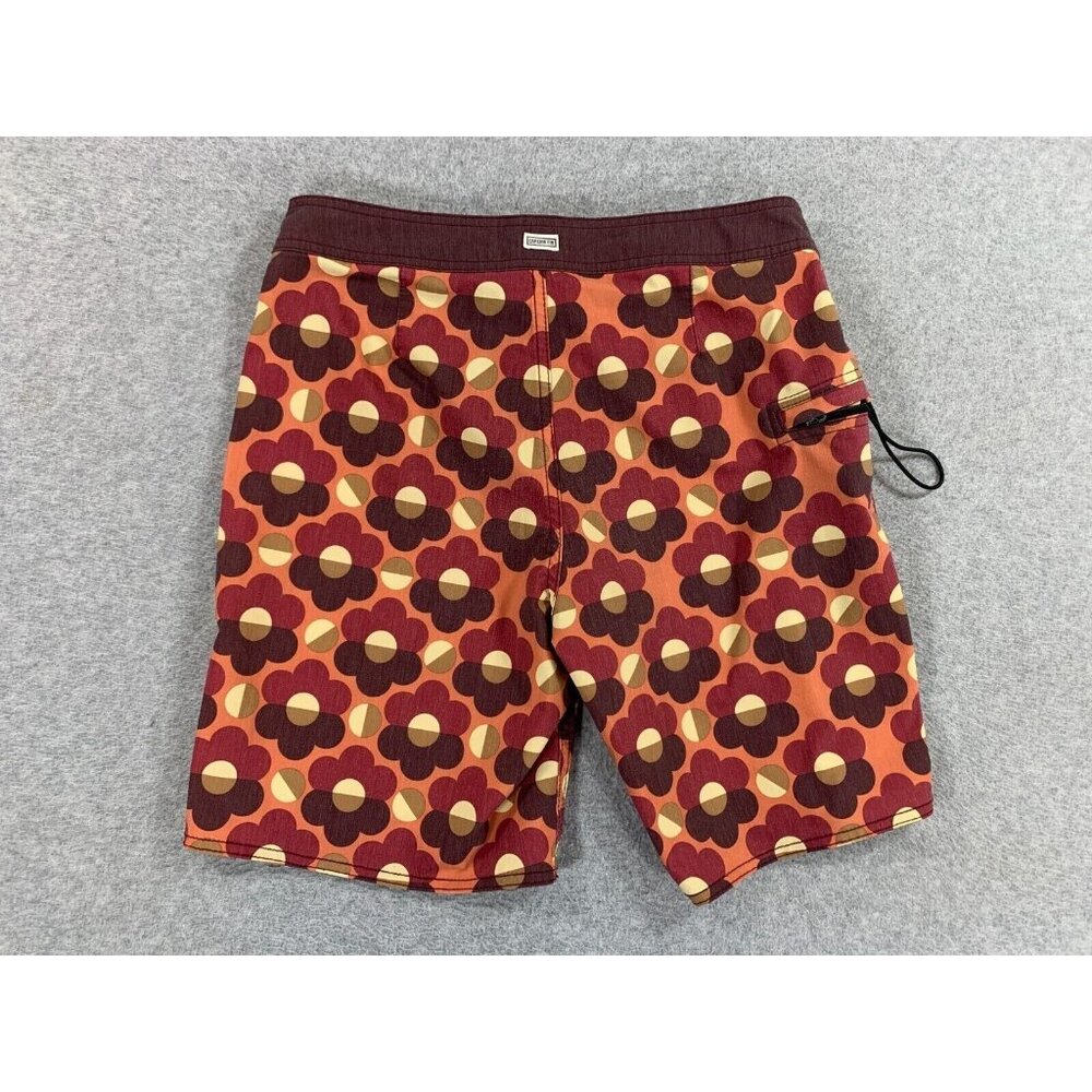 Captain Fin Flower Board Shorts Swim Trunks (Men's Size 28) Red - 8" - Picture 11 of 12
